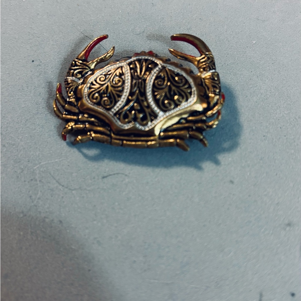 Damascene-style Crab Brooch